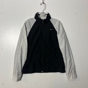 Vintage Retro 90s NIKE Windbreaker Full Zip Track Jacket Black White Womans L